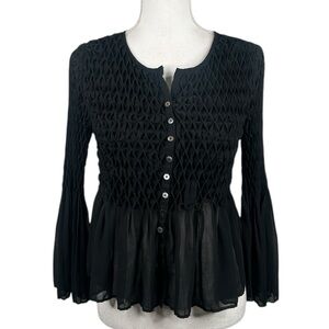 Yoana Baraschi Black Sheer Boho Whimsigoth Goth Grunge Gorpcore Flowy Top Sz XS